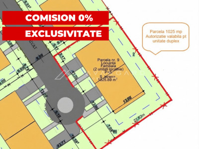 COMISION 0% | Teren 1.025 mp | Autorizatie Duplex | Corusu 